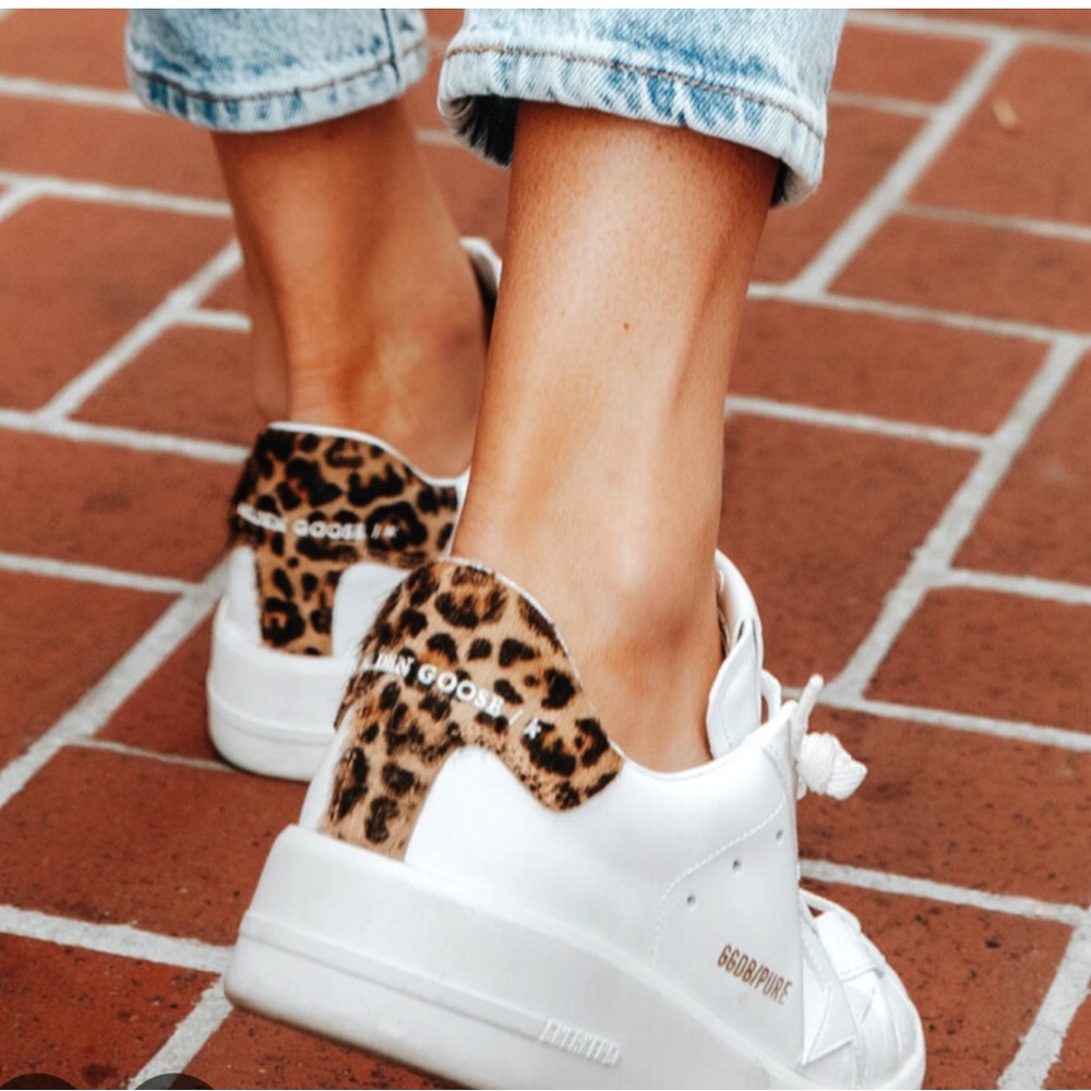 Golden Goose Women's White and Leopard Sneakers